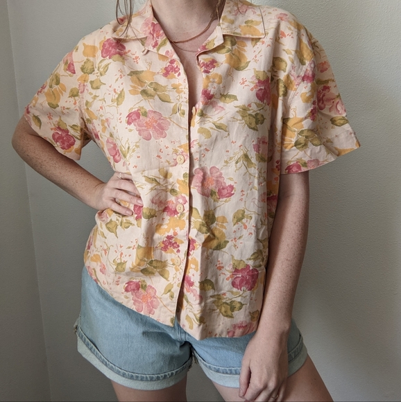 Vintage Eddie Bauer Linen Floral Shirt - Picture 5 of 7